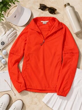 Nike Golf Clima-FIT Bright Orange Half-Zip Pullover Jacket M 8-10